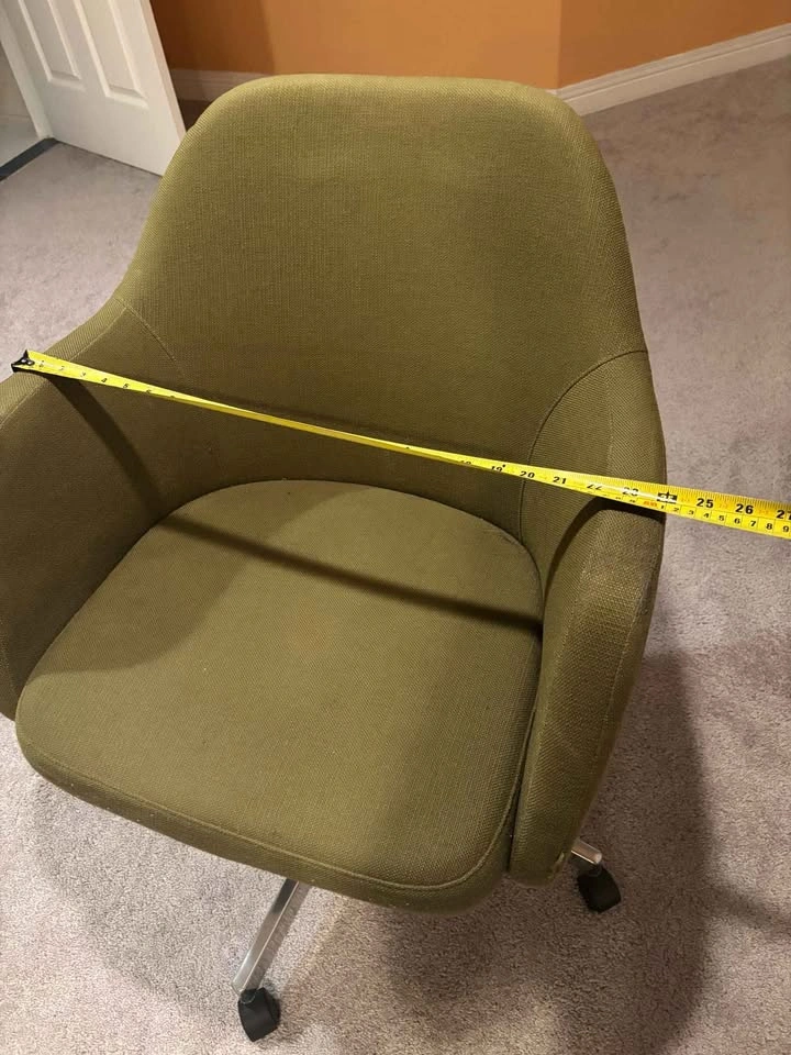 Mid-Century Modern Green Fabric Office Chair - photo 2