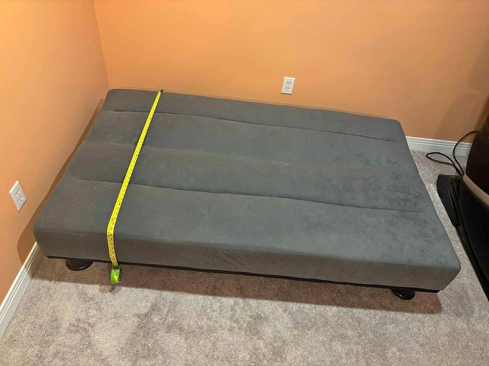 Grey Upholstered Futon Sofa Bed