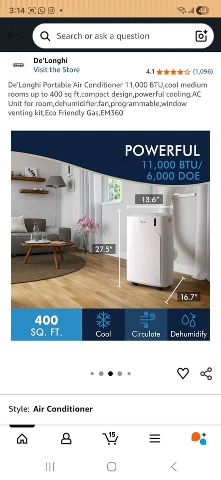 De'Longhi Portable Air Conditioner 11,000 BTU - photo 5