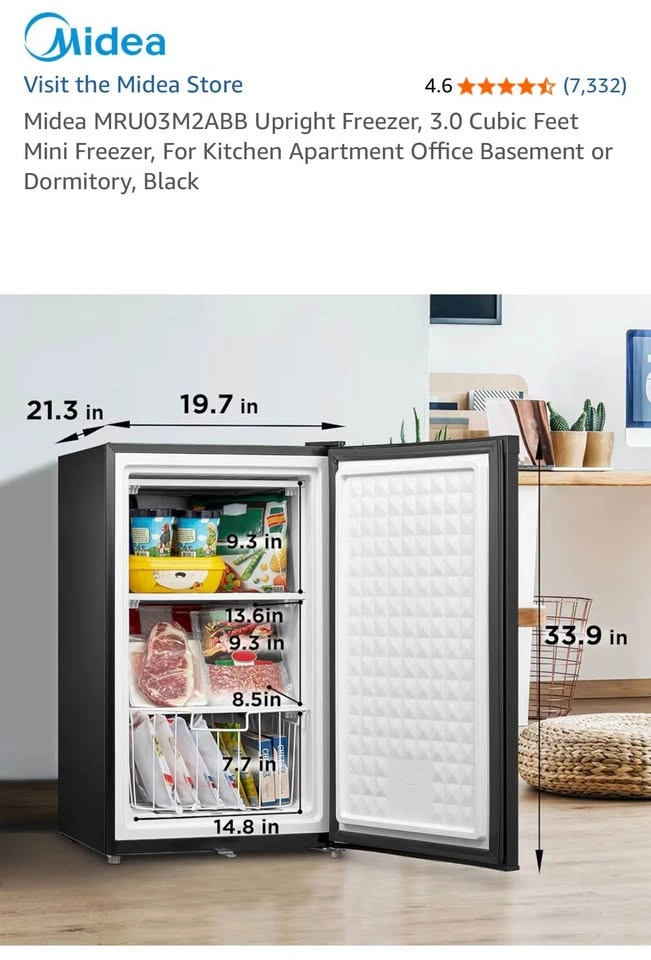 Midea 3.0 Cubic Feet Upright Mini Freezer - White - photo 4
