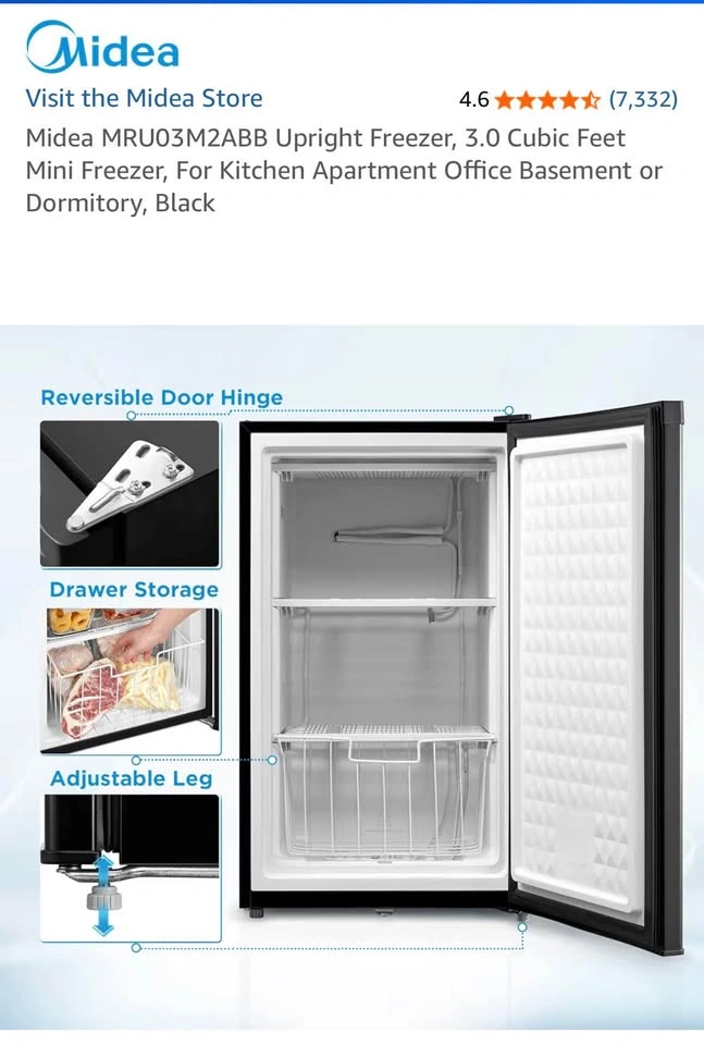 Midea 3.0 Cubic Feet Upright Mini Freezer - White - photo 5