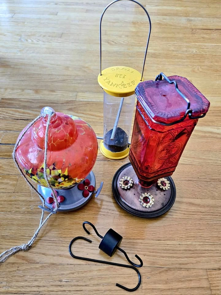 Hummingbird feeders and Finch feeder