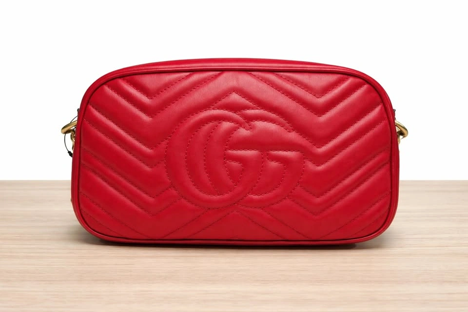 Authentic Gucci GG Marmont Mini Camera Bag – Hibiscus Red - photo 2