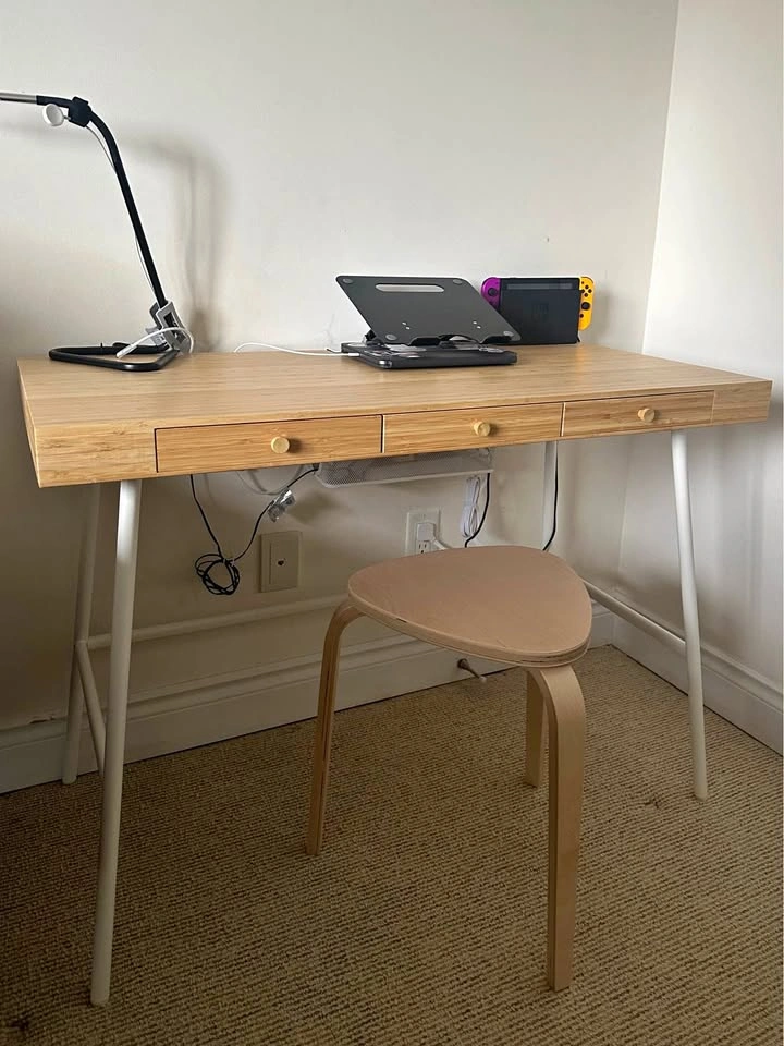 IKEA LILLÅSEN Bamboo Desk + Matching Chair