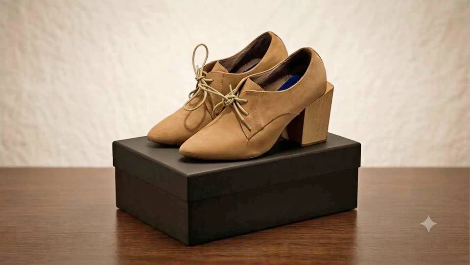 Jeffrey Campbell Tan Lace-Up Block Heel Oxfords