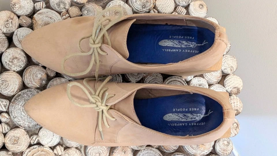 Jeffrey Campbell Tan Lace-Up Block Heel Oxfords - photo 3