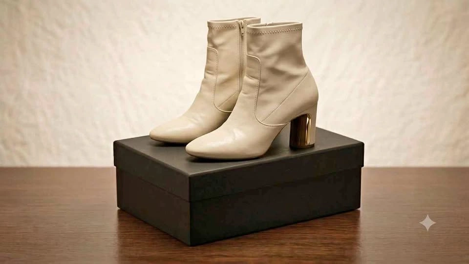 Zara real leather Cream Sock Boots