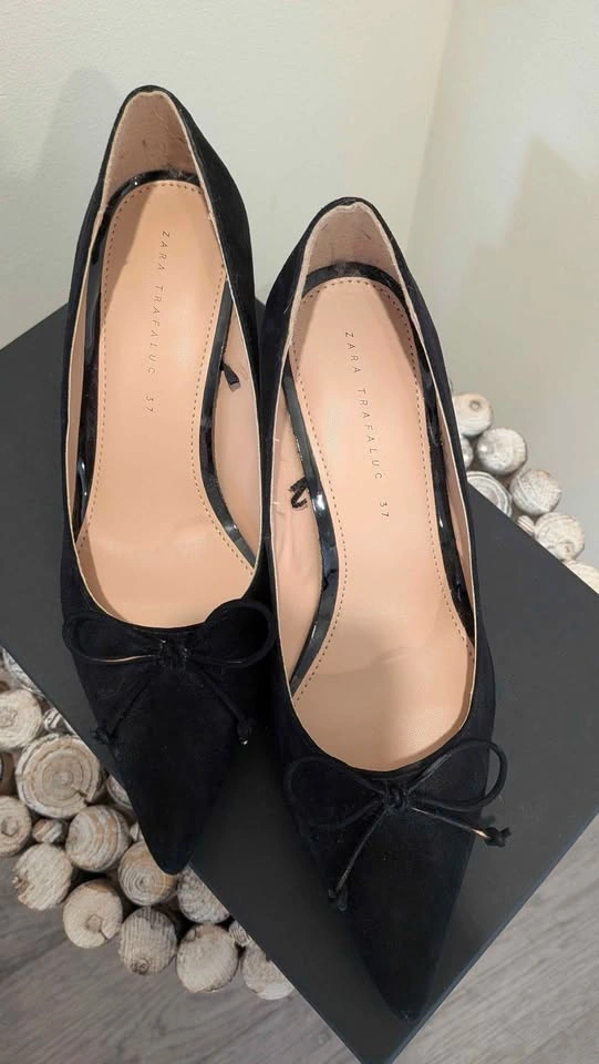 Zara Black Suede Bow Pumps Size 37 - photo 5