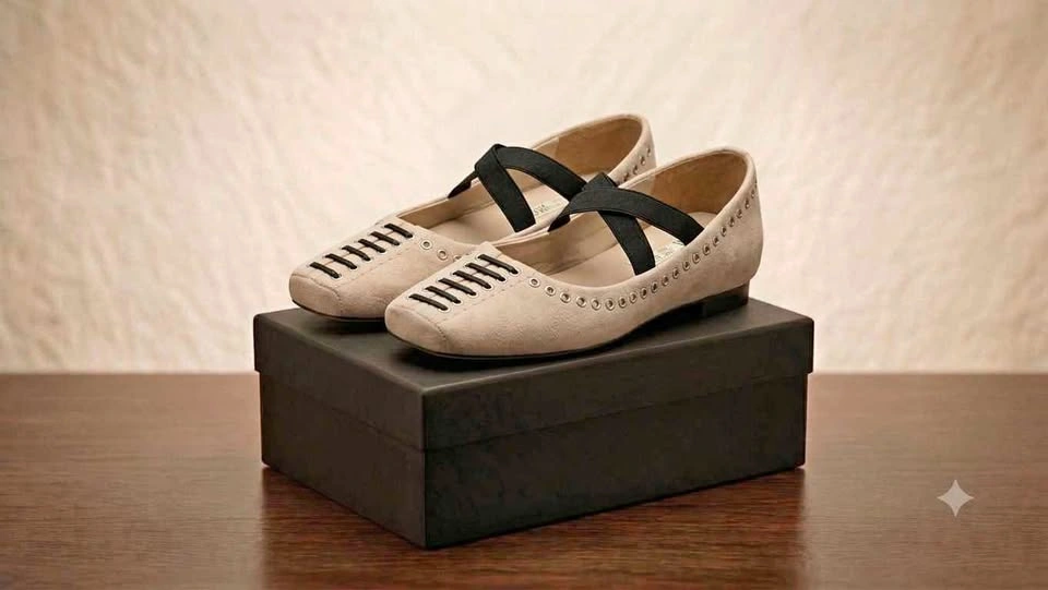 Pink suede Zara Ballet Flats with studs