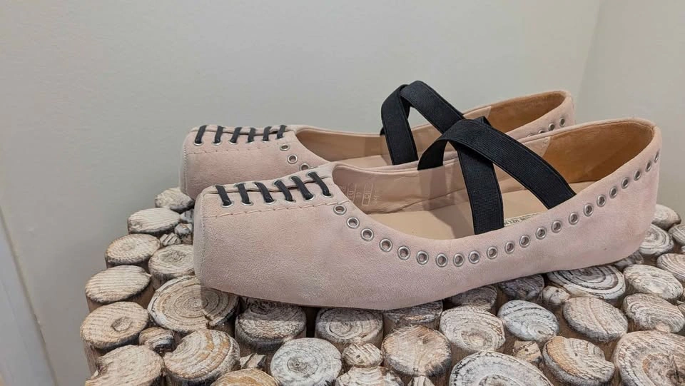 Pink suede Zara Ballet Flats with studs - photo 3