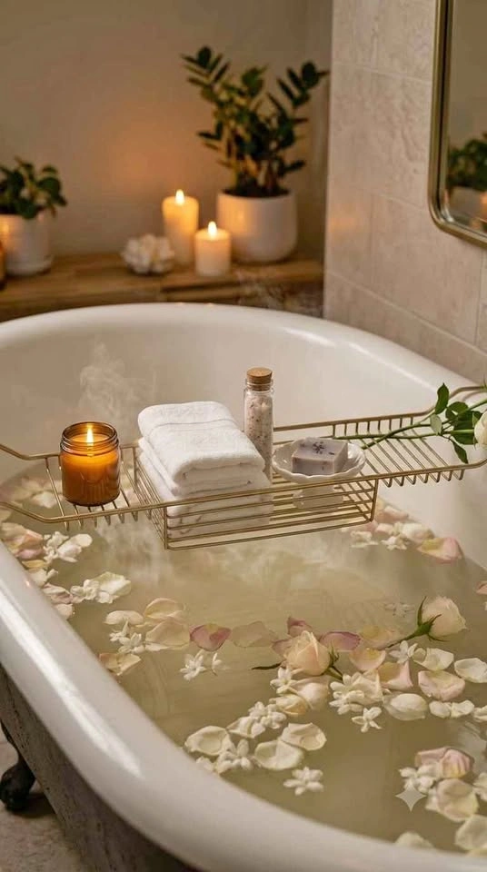 Brand New HM Gold Metal Bathtub Caddy Tray