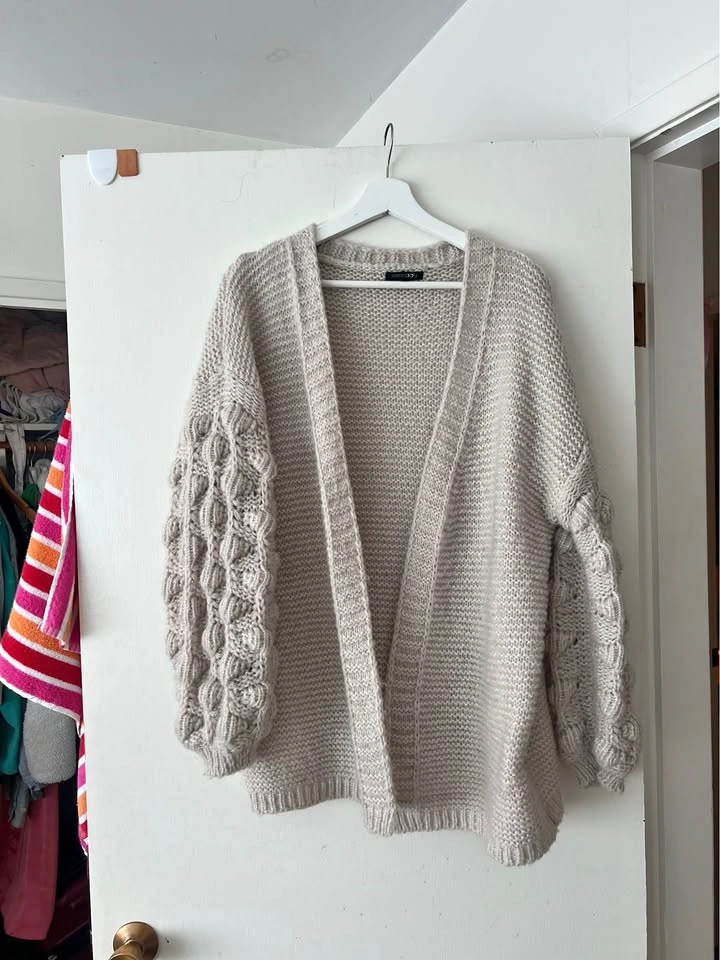 Oversized Beige Paper Moon Cardigan