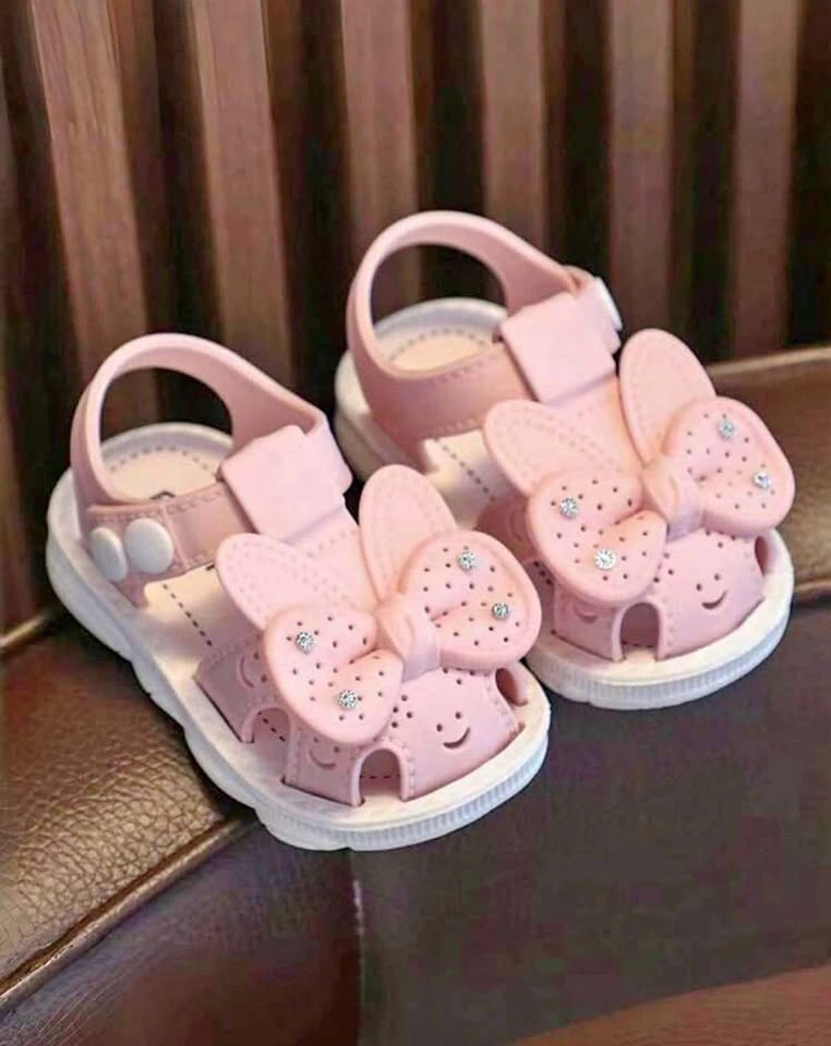 Baby Girl Pink Bow Sandals and Matching Headband Set