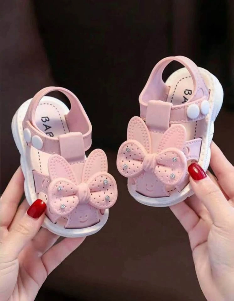 Baby Girl Pink Bow Sandals and Matching Headband Set - photo 2