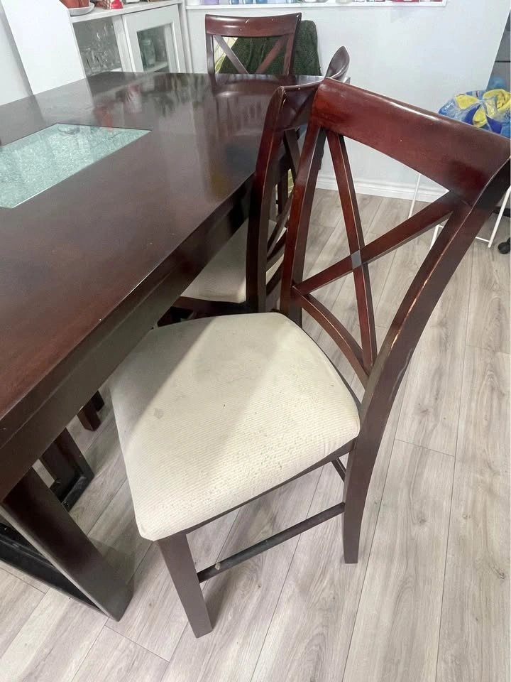 Dark Solid Wood Counter Height Dining Table with 5 Chairs - photo 3