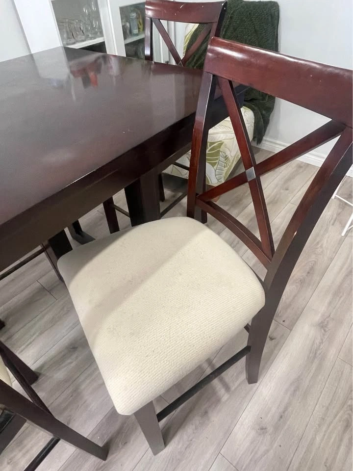 Dark Solid Wood Counter Height Dining Table with 5 Chairs - photo 4