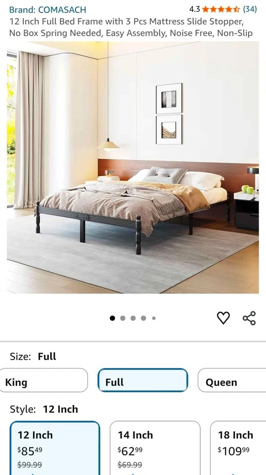 COMASACH 12 Inch Full size Bed Frame brand new - photo 2