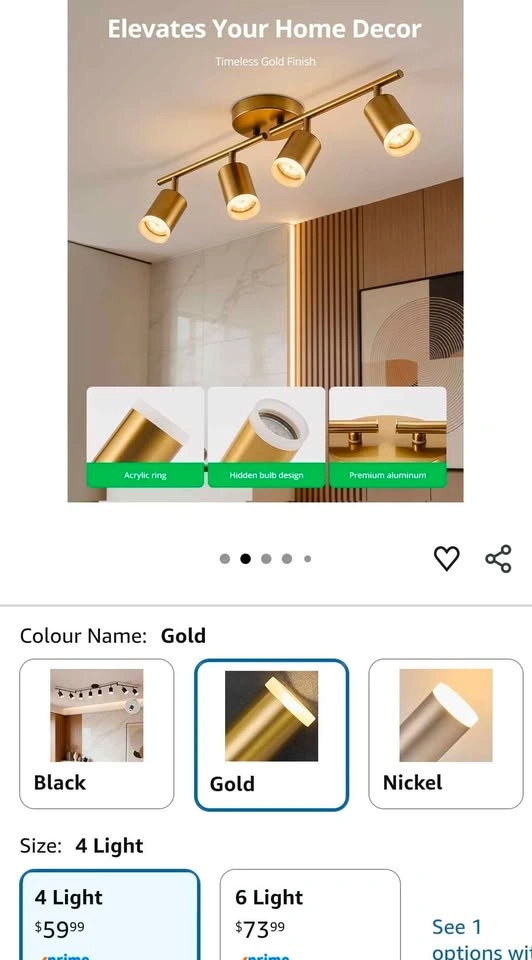 Bojim 4-Light LED Track Lighting Fixture - Gold - photo 2