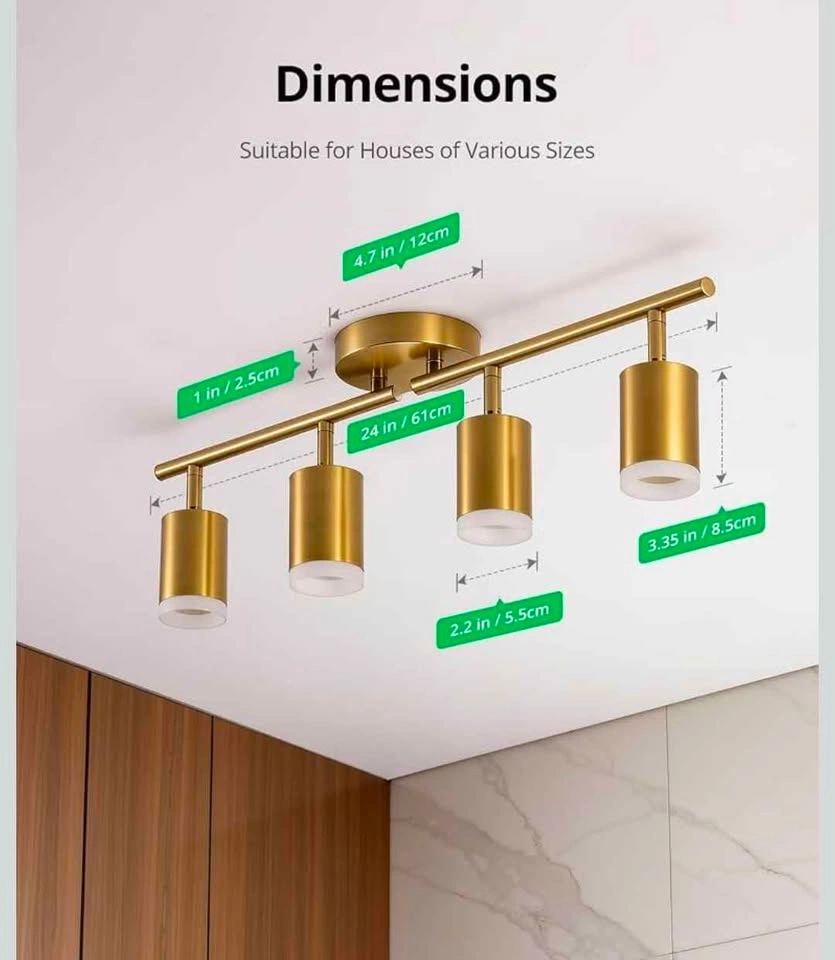 Bojim 4-Light LED Track Lighting Fixture - Gold - photo 4