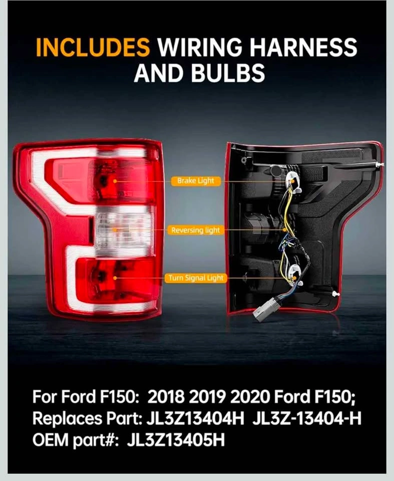 OKLPF Rear Brake Tail Light Assembly for 2018-2020 Ford F150 - photo 3