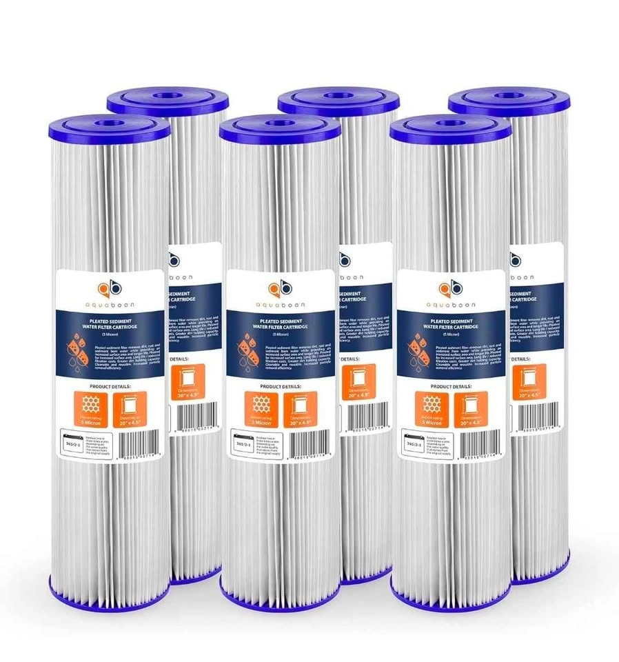 Aquaboon 5 Micron Pleated Sediment Water Filter 20x4.5 6-Pack - photo 2