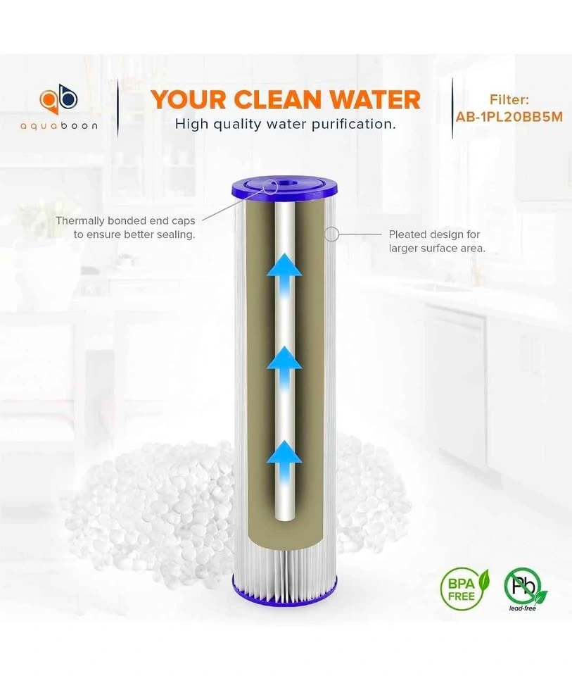 Aquaboon 5 Micron Pleated Sediment Water Filter 20x4.5 6-Pack - photo 5