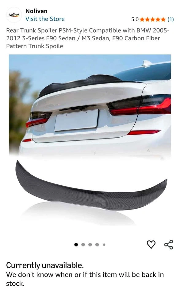 Noliven PSM-Style Rear Trunk Spoiler for BMW E90/M3 Sedan - photo 2