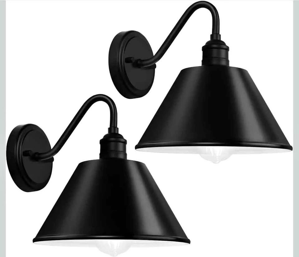 imizdlum 2-Pack Black Outdoor Wall Sconces