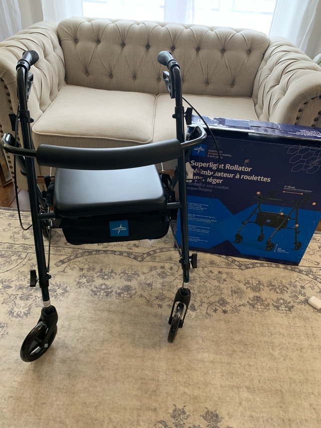 ULTRA LIGHT ROLLATOR WALKER (Medline) – Seat, Brakes, Folding