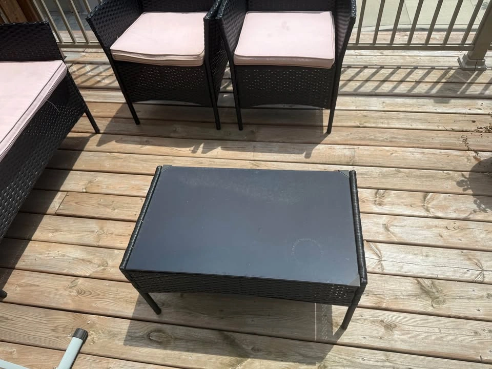 3-Piece Black Wicker Patio Furniture Set with Pink Cushions - photo 2