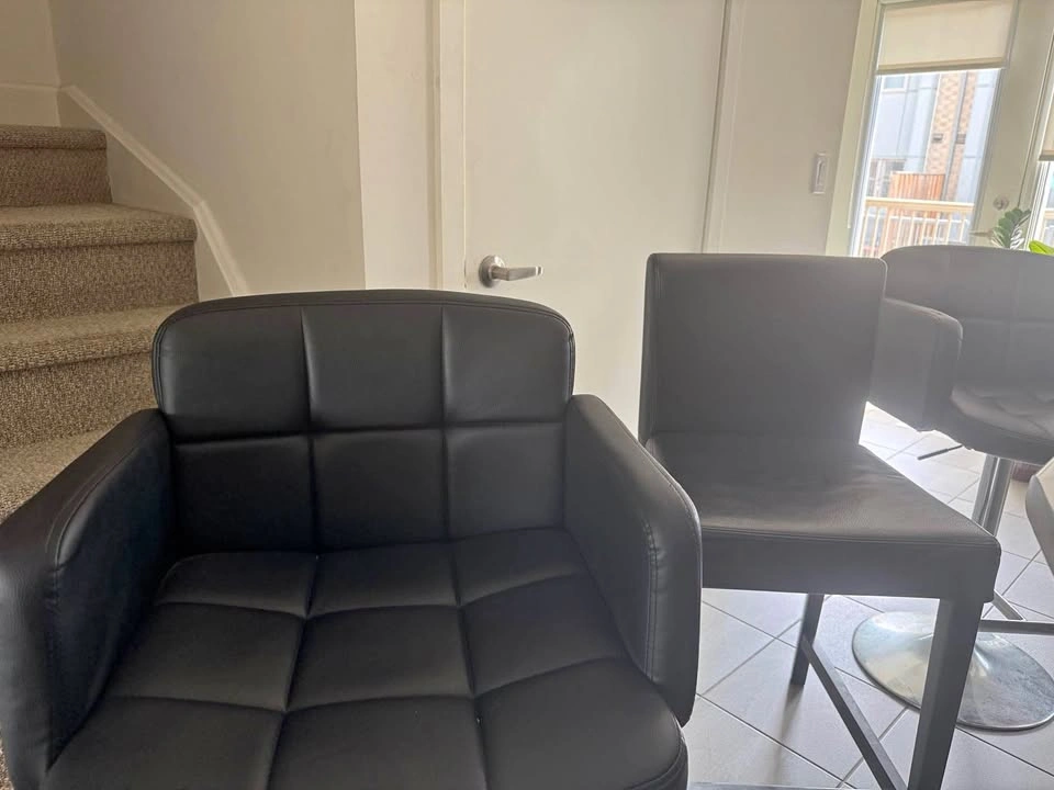 Black Faux Leather Bar Stool Set