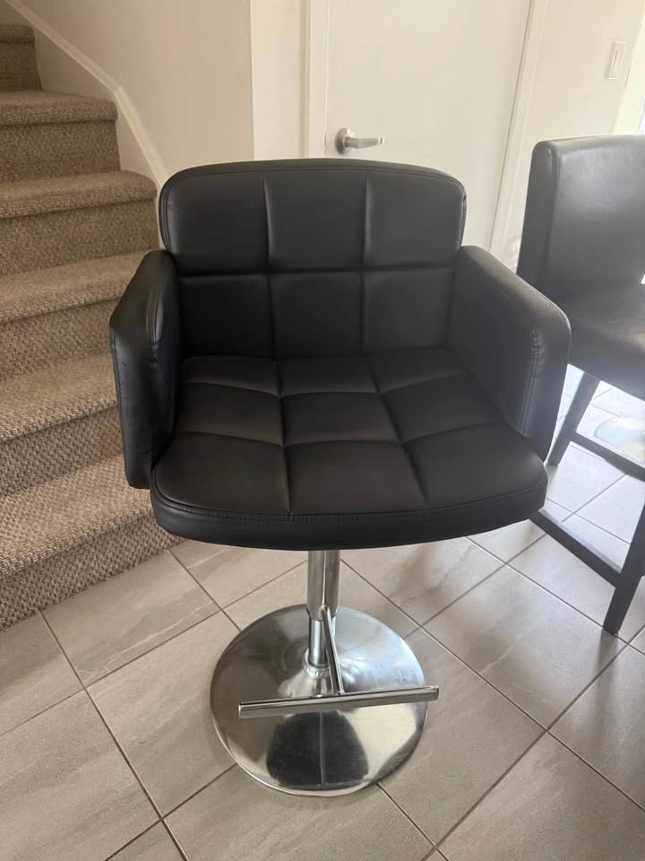Black Faux Leather Bar Stool Set - photo 2
