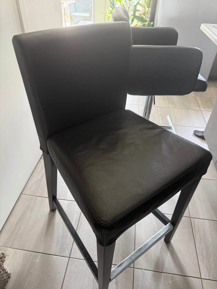Black Faux Leather Bar Stool Set - photo 3