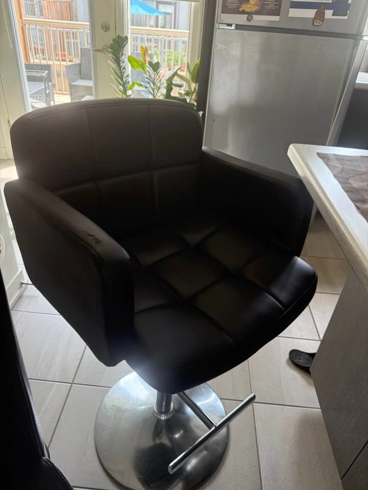 Black Faux Leather Bar Stool Set - photo 4