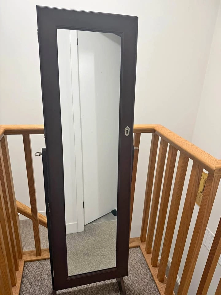 Standing Jewelry Armoire with Full-Length Mirror