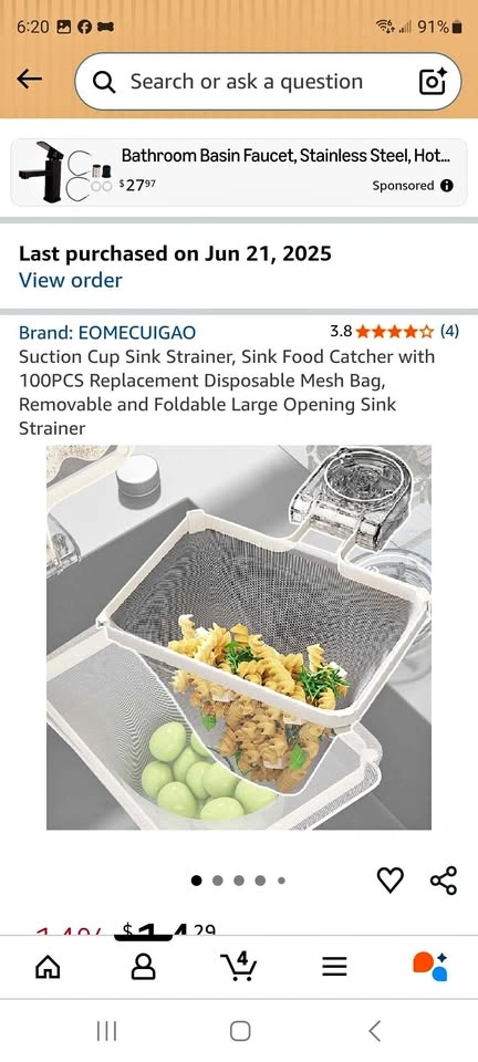 Kitchen sink strainer with 2 bags of mesh bags