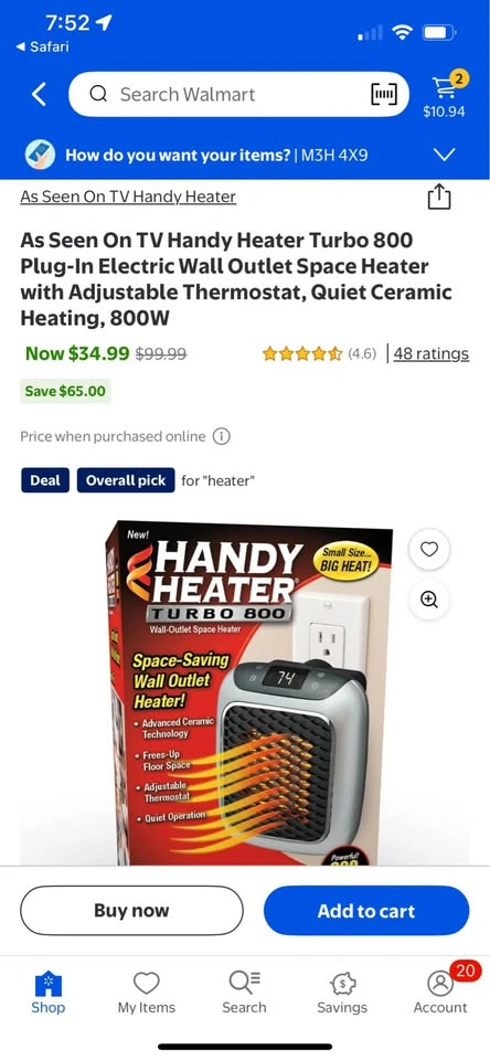Handy Heater Turbo 800 Wall-Outlet Space Heater - photo 2