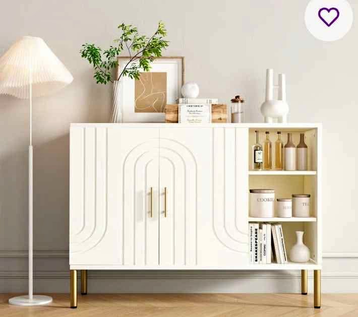 Cabinet buffet with shelves cream colouring fr Wayfair