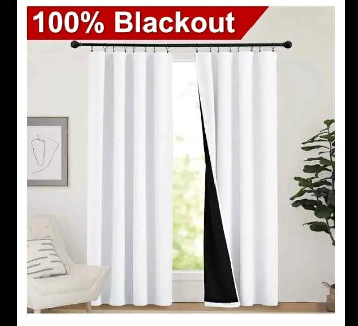Brand new single large Curtain 52W"x84L" white blackout thumbnail