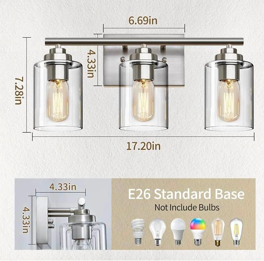 Bathroom Vanity Light, 3 -light, Nickel