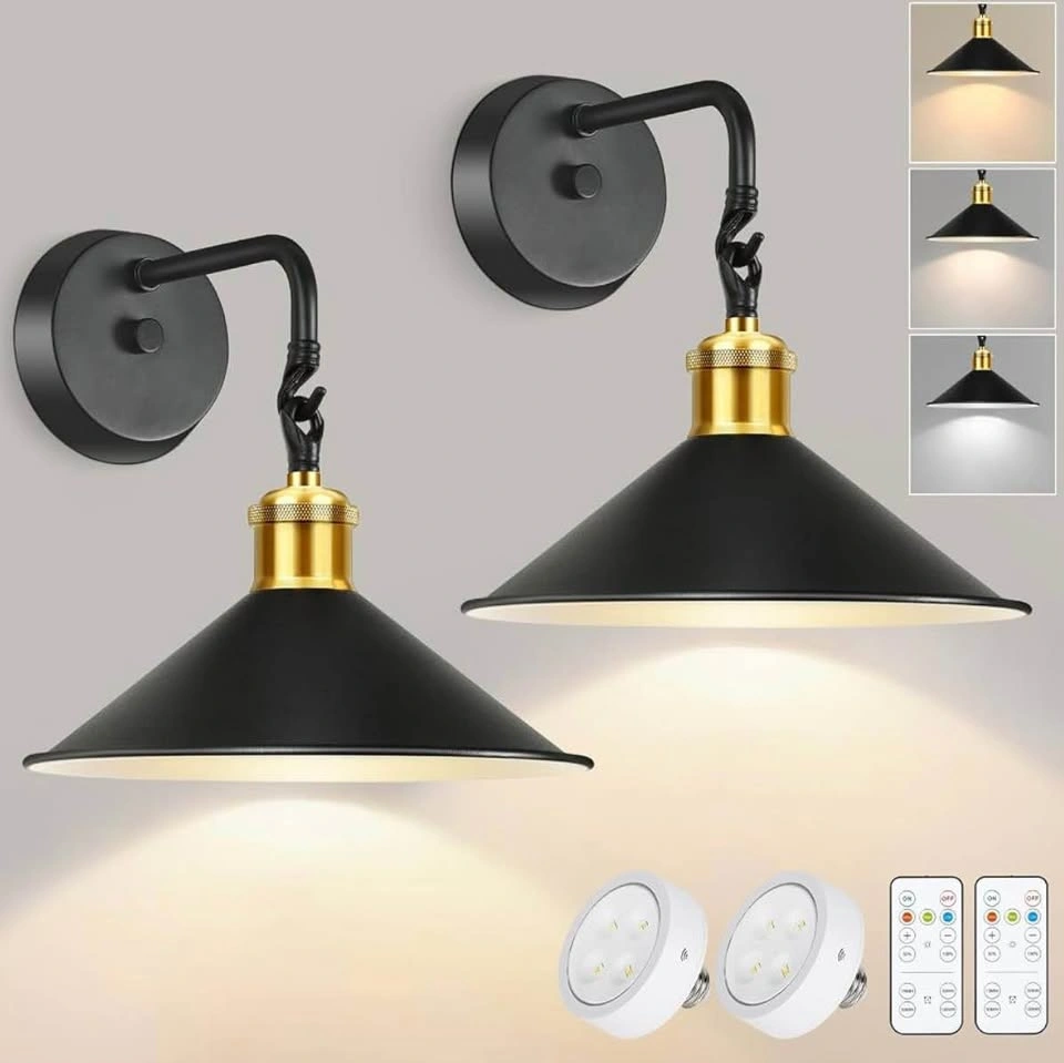 2-Pack Industrial Battery Operated Wall Sconce w/ Remote - photo 4