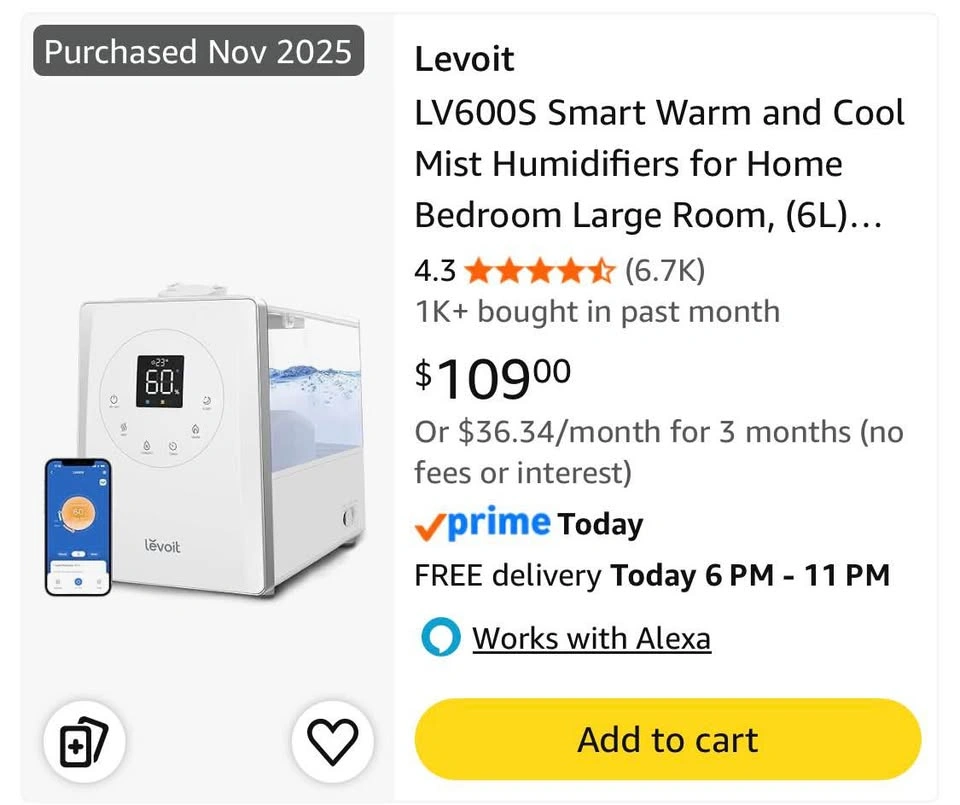 Levoit LV600HH Warm and Cool Mist Ultrasonic Humidifier - photo 2