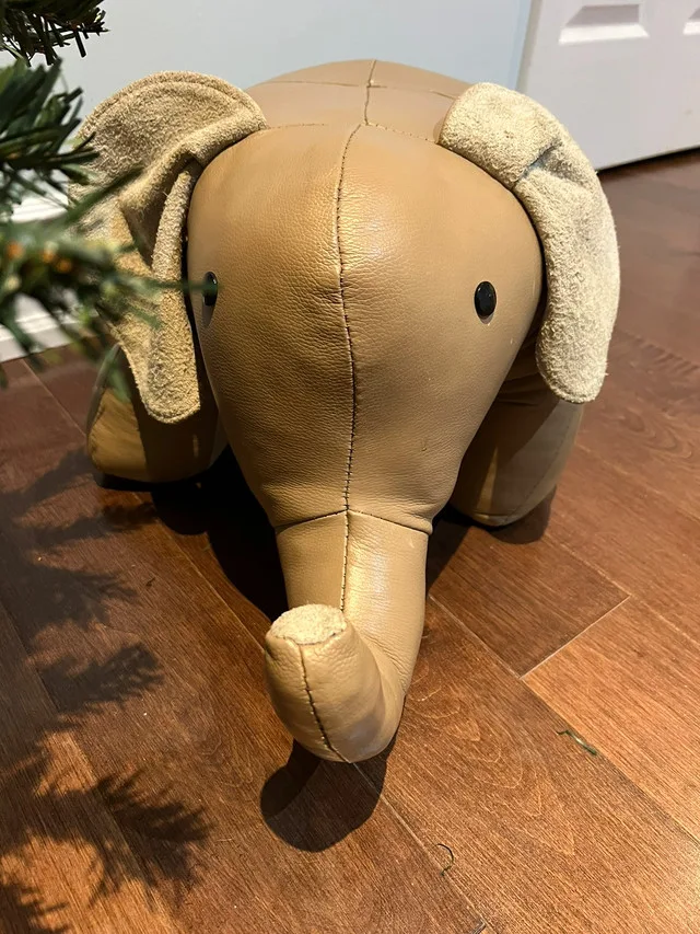 Leather elephant ottoman thumbnail