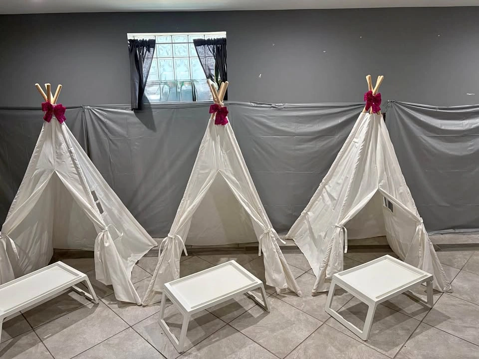 3 Kids Indoor Teepee Tents - Washable Tipi & 3 pc Tray