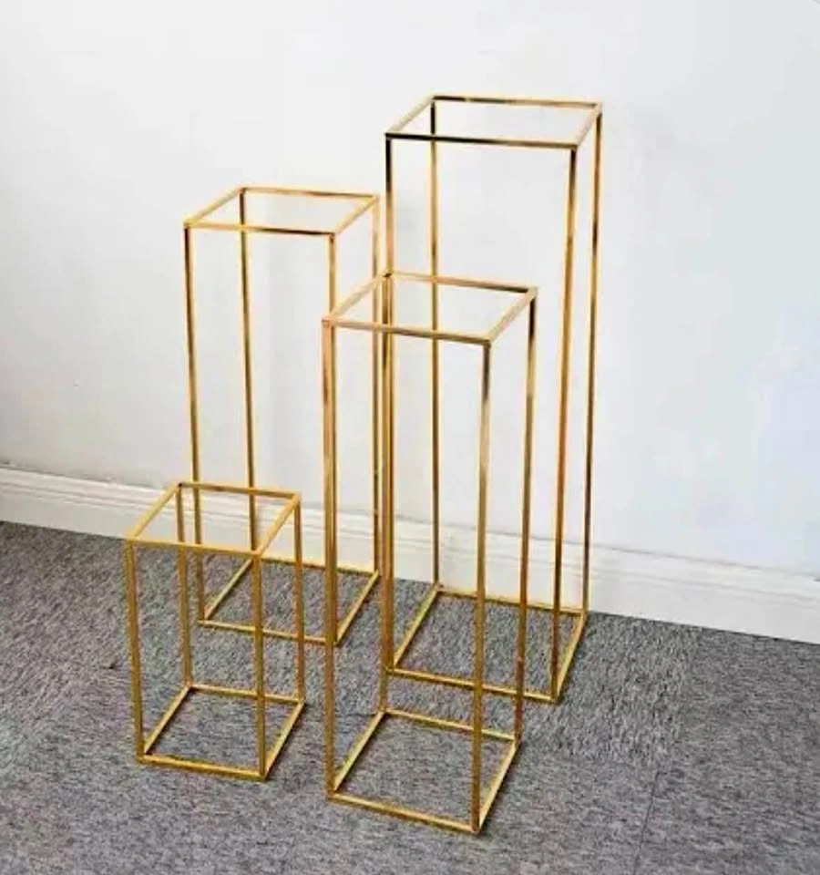 4 Pack Rectangular Gold Metal Stands