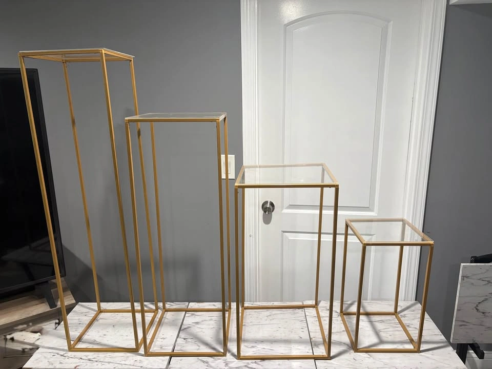 4 Pack Rectangular Gold Metal Stands - photo 2