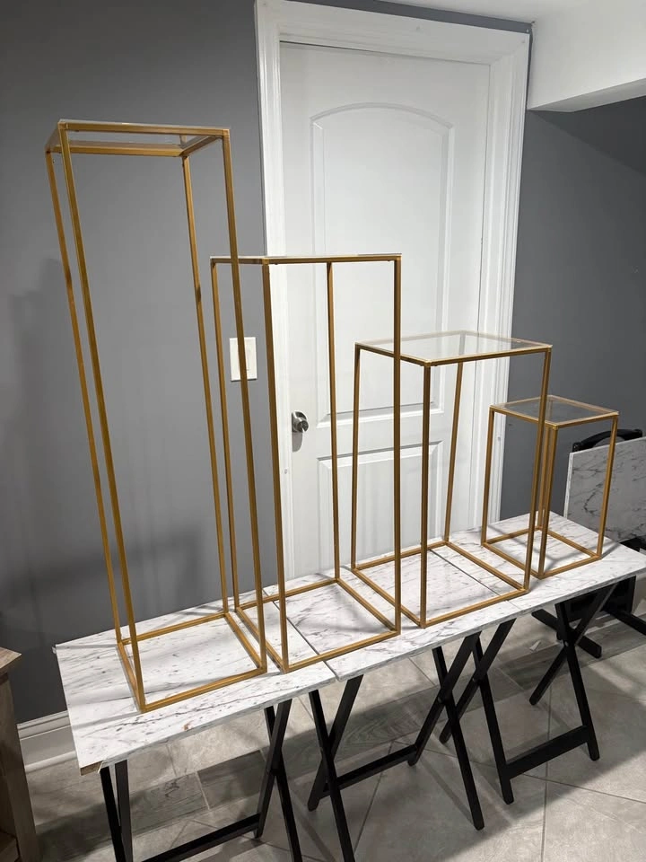 4 Pack Rectangular Gold Metal Stands - photo 3