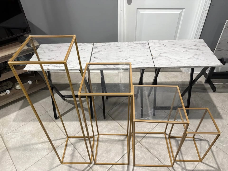 4 Pack Rectangular Gold Metal Stands - photo 4