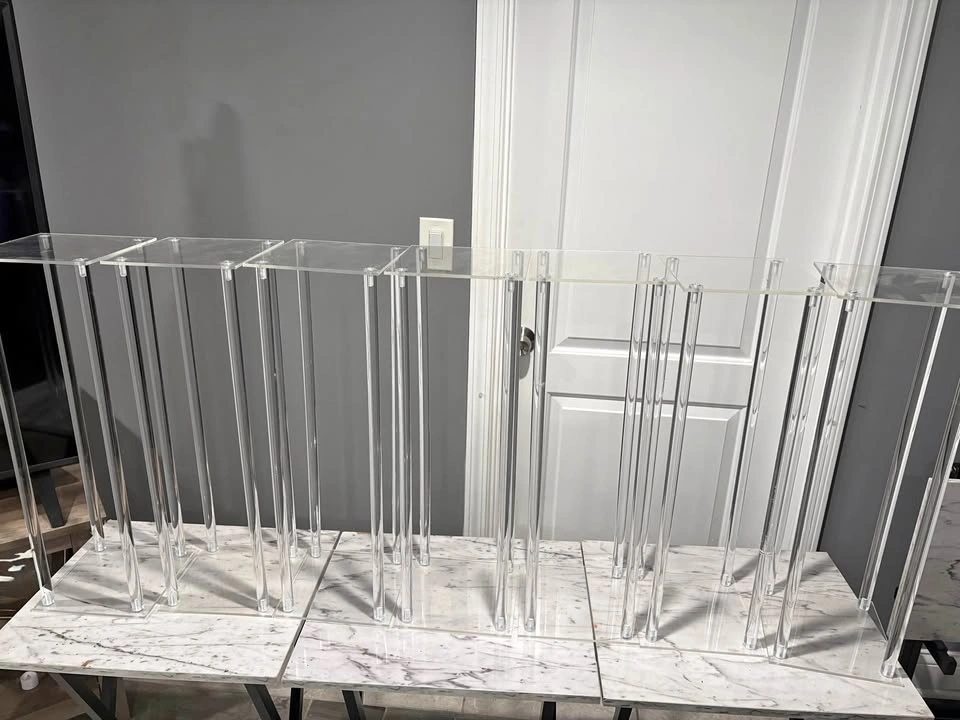 7 pc Acrylic Floor Vase Stand with Square Base - 31.5 inches