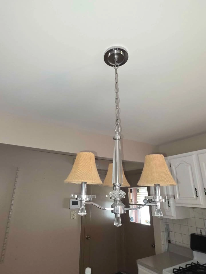 3-Light Chrome Chandelier with Burlap Shades - photo 3